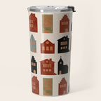 houses retro fall abstract geometric Travel Mug Gallery Image 2