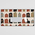 houses retro fall abstract geometric Desk Mat Gallery Image 1