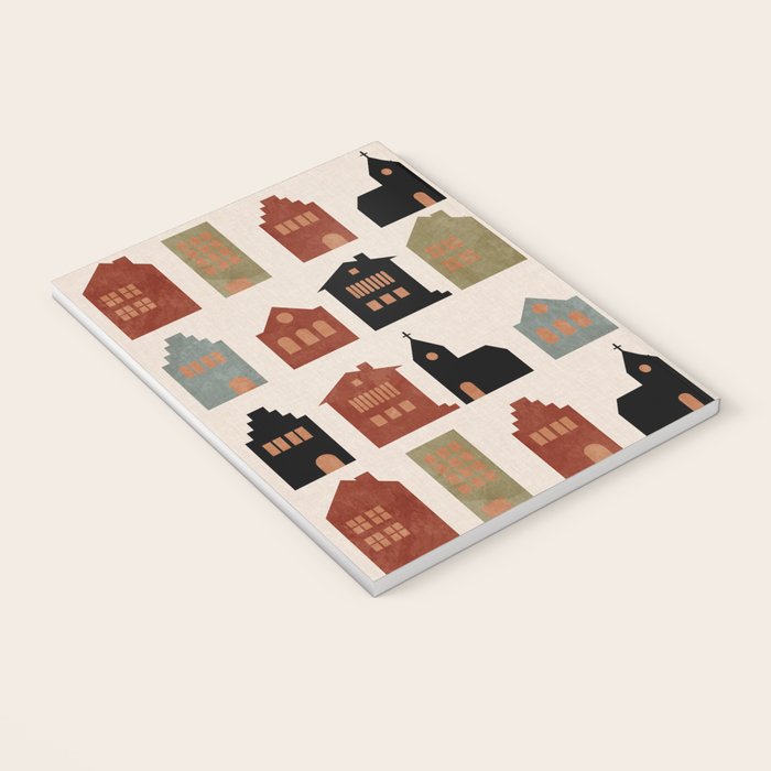 houses retro fall abstract geometric Notebook Gallery Image 3