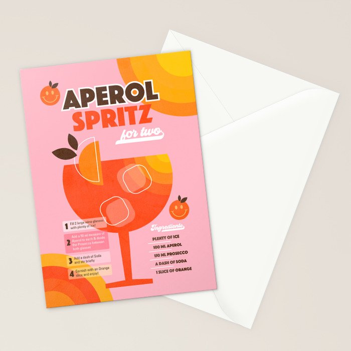 Retro Cocktail Nº1 Aperol Spritz Stationery Card Gallery Image 2