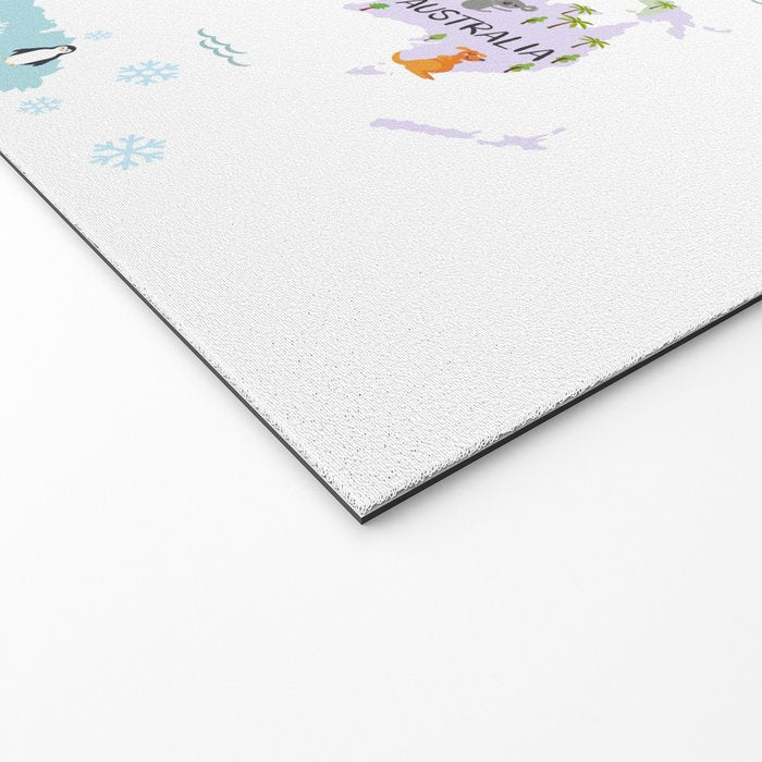 Nursery Animal World Map in Pastels Welcome Mat Gallery Image 2