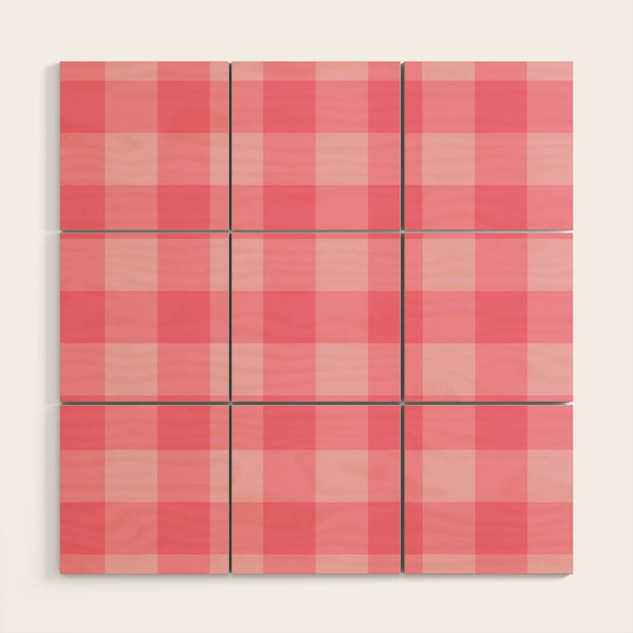 Sweet Peony Gingham Wood Wall Art Gallery Image 1