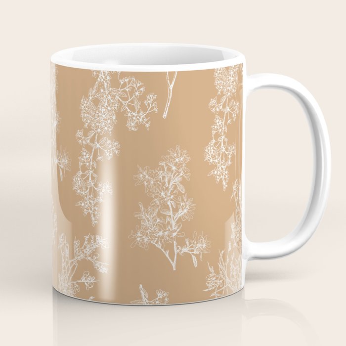 Botanical Cottage Floral Pattern in Neutral Camel Coffee Mug Gallery Image 1