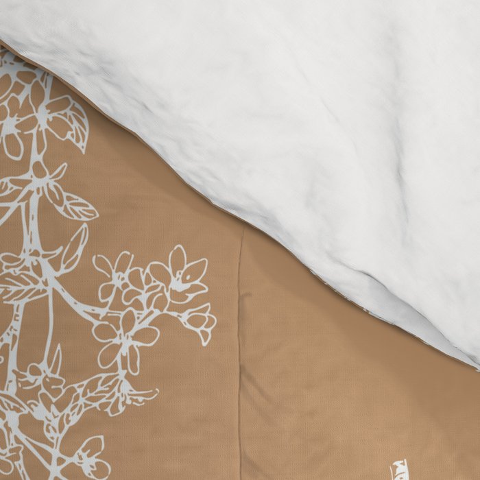 Botanical Cottage Floral Pattern in Neutral Camel Comforter Gallery Image 4