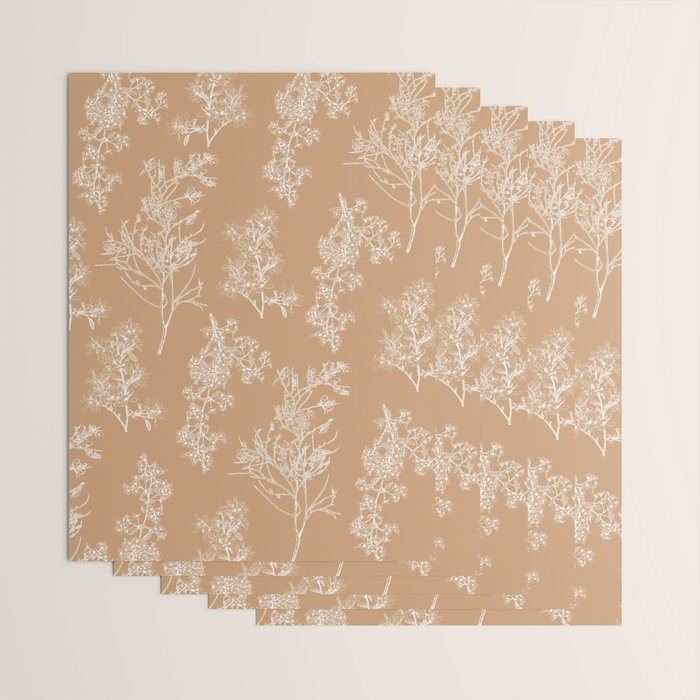 Botanical Cottage Floral Pattern in Neutral Camel Wrapping Paper Gallery Image 3