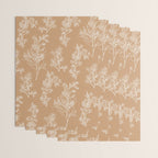 Botanical Cottage Floral Pattern in Neutral Camel Wrapping Paper Gallery Image 3