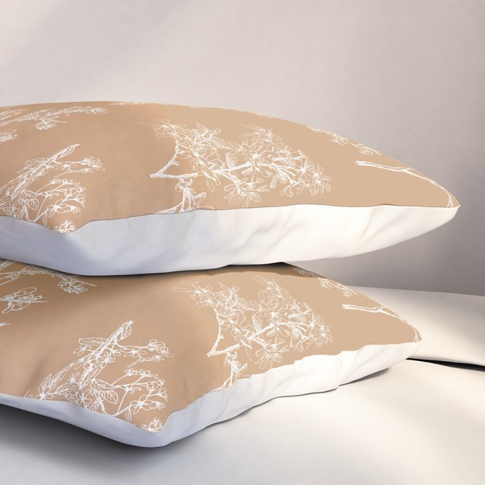 Botanical Cottage Floral Pattern in Neutral Camel Pillow Sham Gallery Image 3