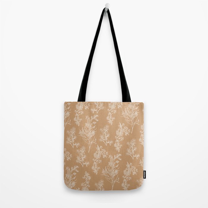Botanical Cottage Floral Pattern in Neutral Camel Tote Bag Gallery Image 2