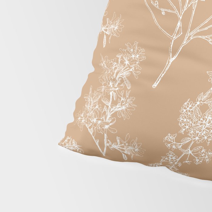 Botanical Cottage Floral Pattern in Neutral Camel Pillow Sham Gallery Image 4