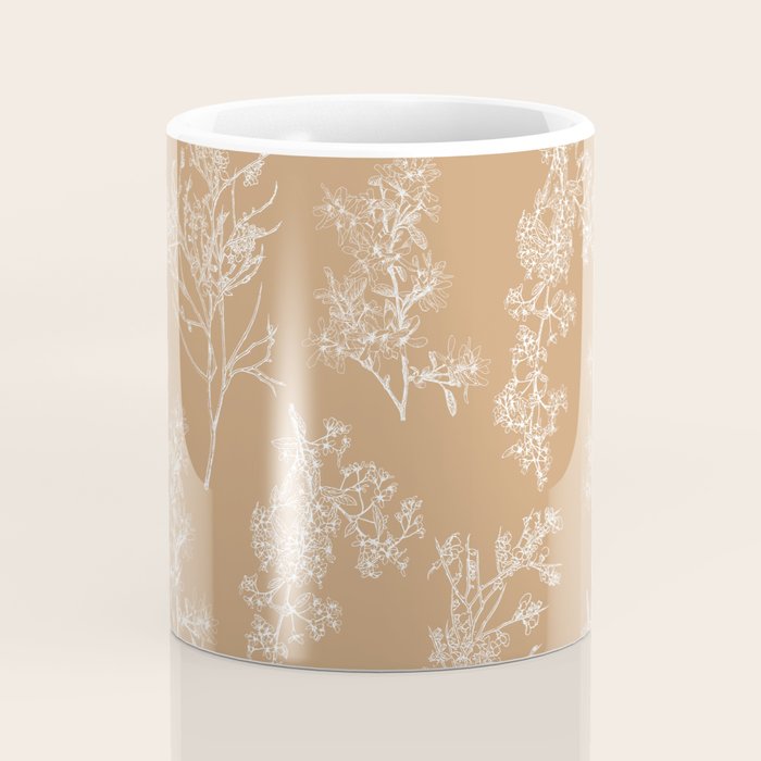 Botanical Cottage Floral Pattern in Neutral Camel Coffee Mug Gallery Image 4