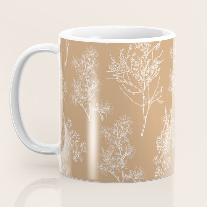 Botanical Cottage Floral Pattern in Neutral Camel Coffee Mug Gallery Image 3