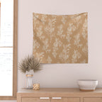 Botanical Cottage Floral Pattern in Neutral Camel Wall Tapestry Gallery Image 2