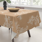 Botanical Cottage Floral Pattern in Neutral Camel Tablecloth Gallery Image 3