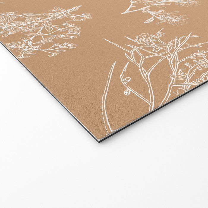 Botanical Cottage Floral Pattern in Neutral Camel Welcome Mat Gallery Image 2