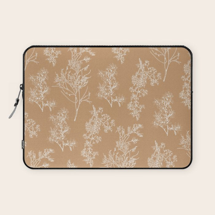 Botanical Cottage Floral Pattern in Neutral Camel Laptop Sleeve Gallery Image 1