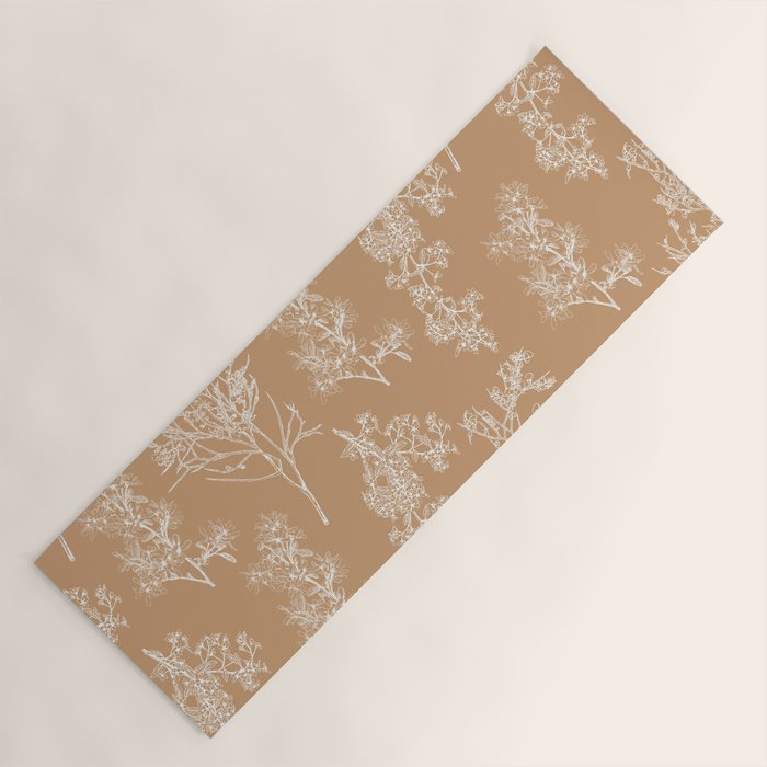 Botanical Cottage Floral Pattern in Neutral Camel Yoga Mat Gallery Image 1
