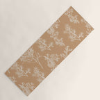 Botanical Cottage Floral Pattern in Neutral Camel Yoga Mat Gallery Image 1