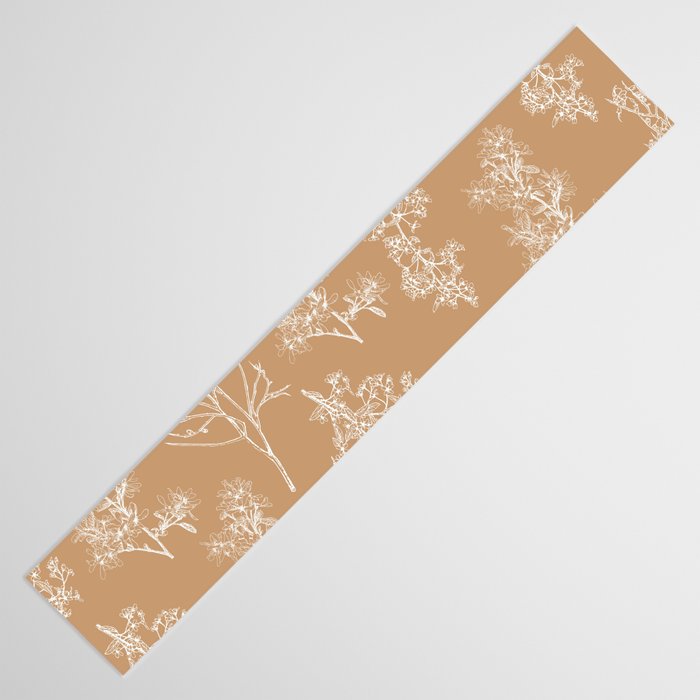 Botanical Cottage Floral Pattern in Neutral Camel Table Runner Gallery Image 3