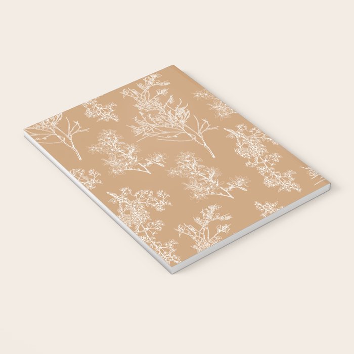 Botanical Cottage Floral Pattern in Neutral Camel Notebook Gallery Image 3