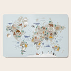Animal World Map for Kids - Blue Cutting Board Gallery Image 1