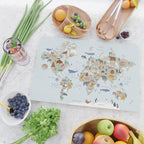 Animal World Map for Kids - Blue Cutting Board Gallery Image 2