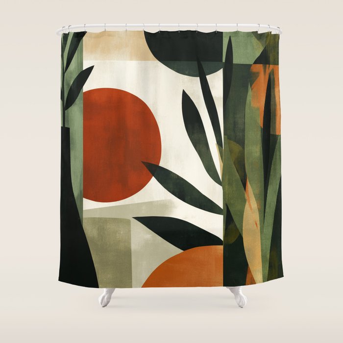 Olive and Ember Quiet Shapes Shower Curtain Gallery Image 1