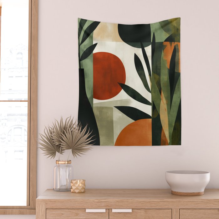 Olive and Ember Quiet Shapes Wall Tapestry Gallery Image 2