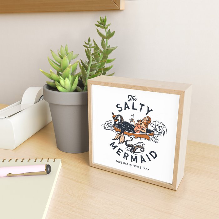 The Salty Mermaid Dive Bar & Fish Shack - Retro Pinup Mermaid Travel Art Mini Art Print Gallery Image 2