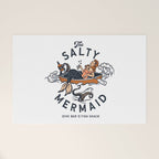 The Salty Mermaid Dive Bar & Fish Shack - Retro Pinup Mermaid Travel Art Welcome Mat Gallery Image 1