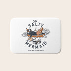 The Salty Mermaid Dive Bar & Fish Shack - Retro Pinup Mermaid Travel Art Bath Mat Gallery Image 1