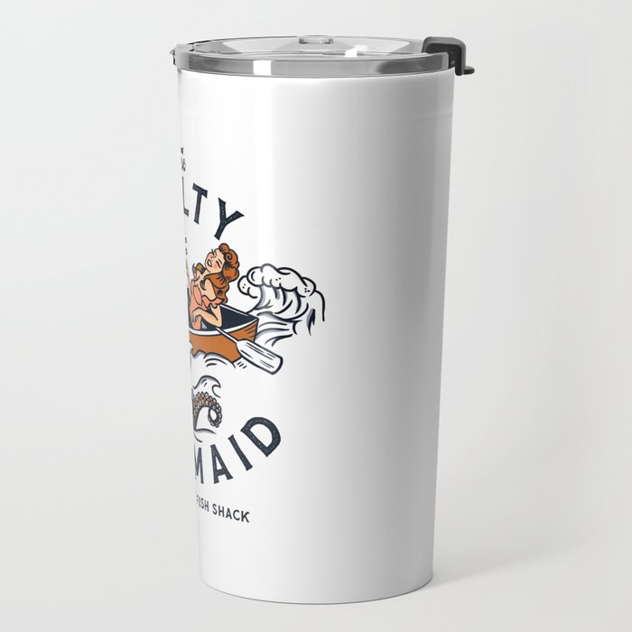 The Salty Mermaid Dive Bar & Fish Shack - Retro Pinup Mermaid Travel Art Travel Mug Gallery Image 2