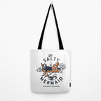 The Salty Mermaid Dive Bar & Fish Shack - Retro Pinup Mermaid Travel Art Tote Bag Gallery Image 2