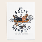 The Salty Mermaid Dive Bar & Fish Shack - Retro Pinup Mermaid Travel Art Poster Gallery Image 4