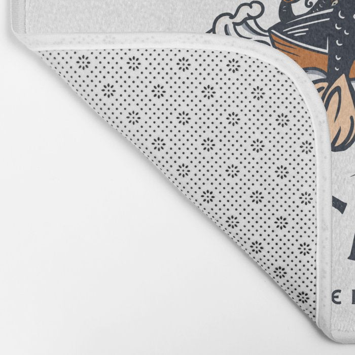 The Salty Mermaid Dive Bar & Fish Shack - Retro Pinup Mermaid Travel Art Bath Mat Gallery Image 2