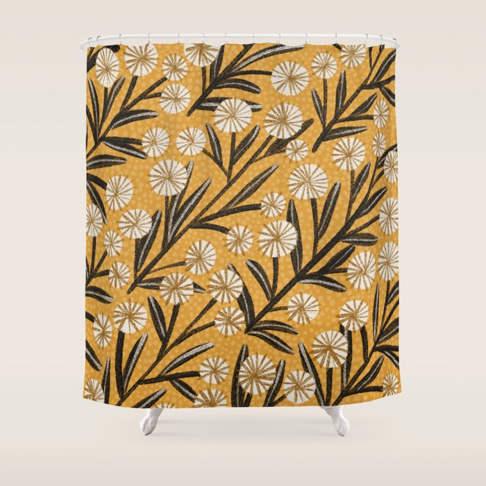 Summer Garden / Yellow & Black Shower Curtain Gallery Image 1