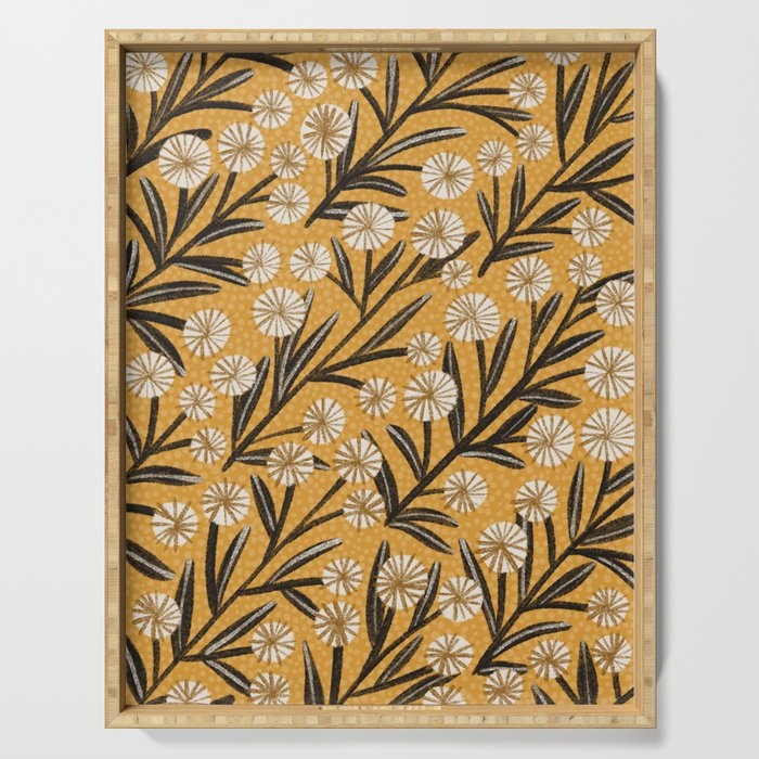 Summer Garden / Yellow & Black Serving Tray Gallery Image 1