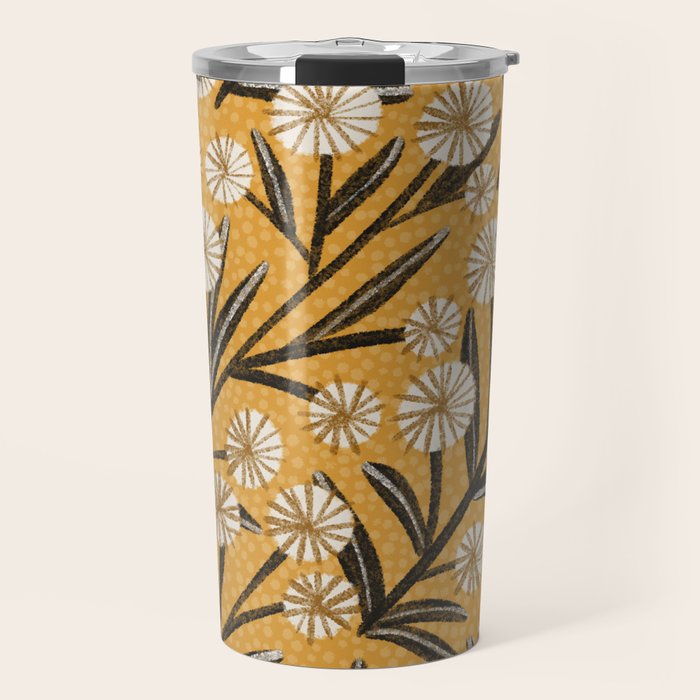 Summer Garden / Yellow & Black Travel Mug Gallery Image 1