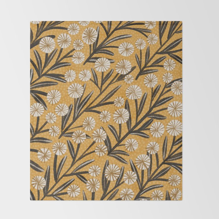 Summer Garden / Yellow & Black Throw Blanket Gallery Image 2