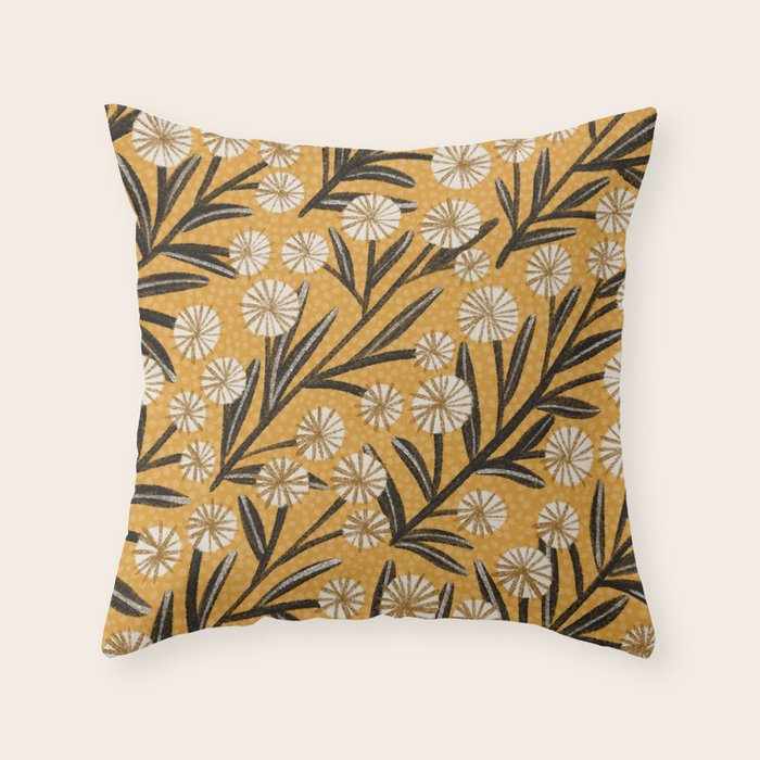 Summer Garden / Yellow & Black Throw Pillow Gallery Image 6
