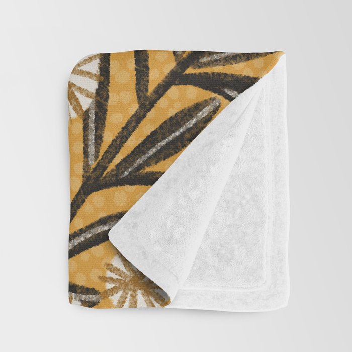 Summer Garden / Yellow & Black Throw Blanket Gallery Image 3
