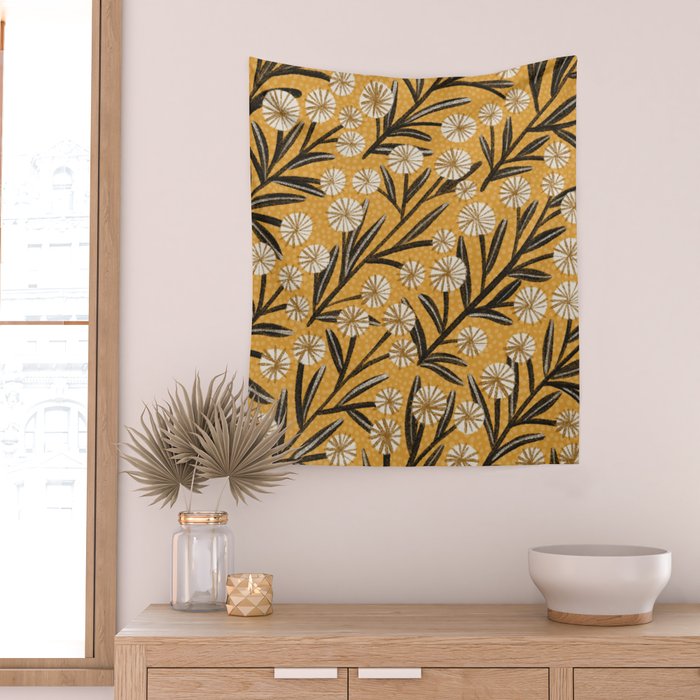 Summer Garden / Yellow & Black Wall Tapestry Gallery Image 2