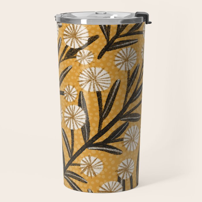 Summer Garden / Yellow & Black Travel Mug Gallery Image 2