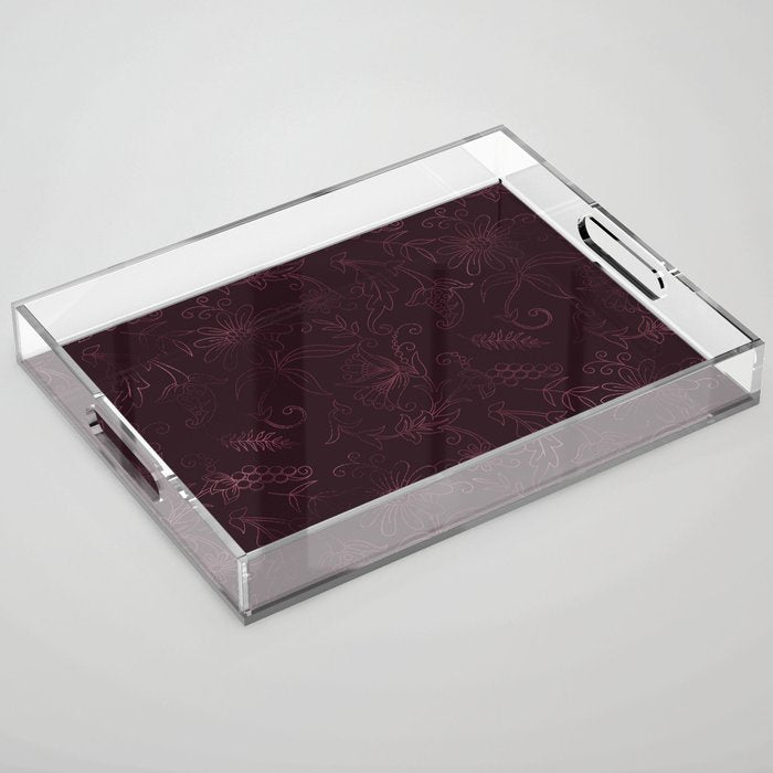 Agate Burgundy Pattern Design Acrylic Tray Gallery Image 1