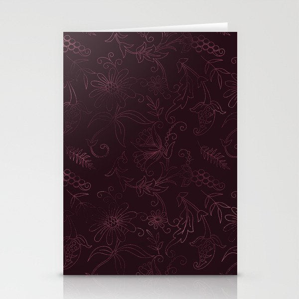 Agate Burgundy Pattern Design Stationery Card Gallery Image 2