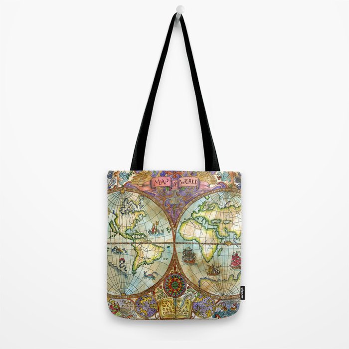 Magical Antique World Map  Tote Bag Gallery Image 2