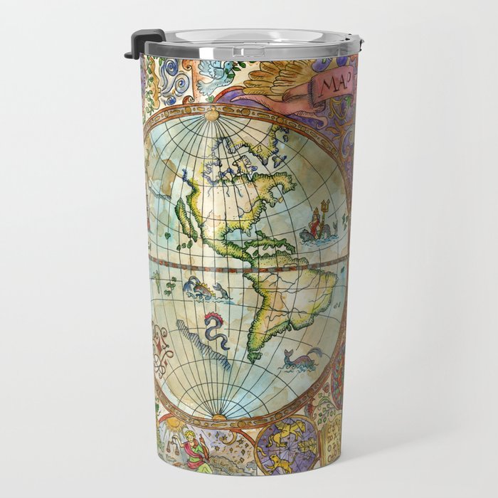 Magical Antique World Map  Travel Mug Gallery Image 3