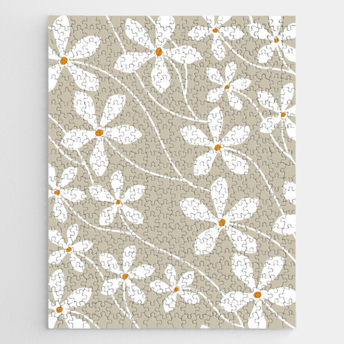 Chic Floral Flow in Beige Jigsaw Puzzle Gallery Image 1