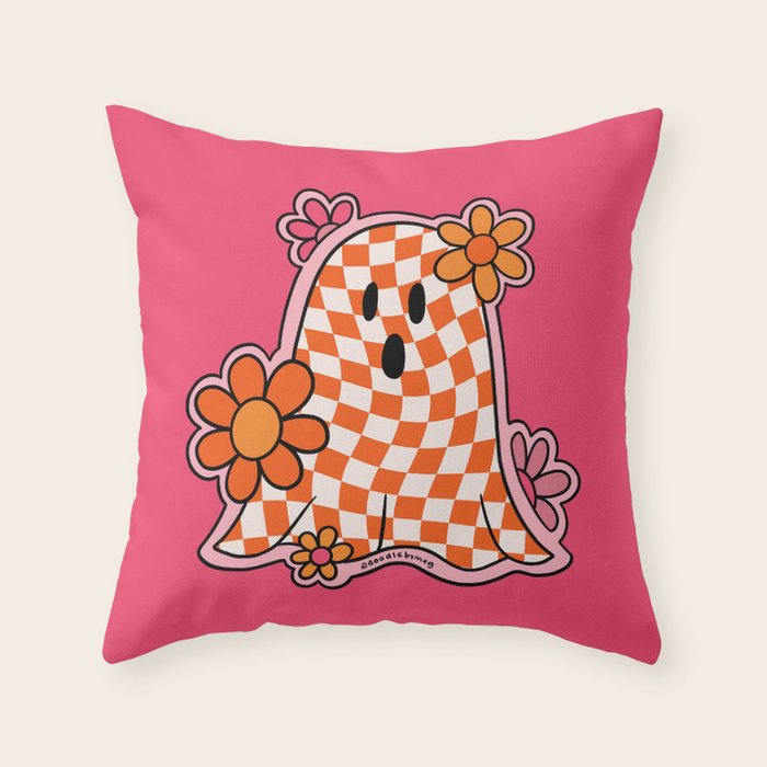 Checkerboard Ghost Throw Pillow Gallery Image 1