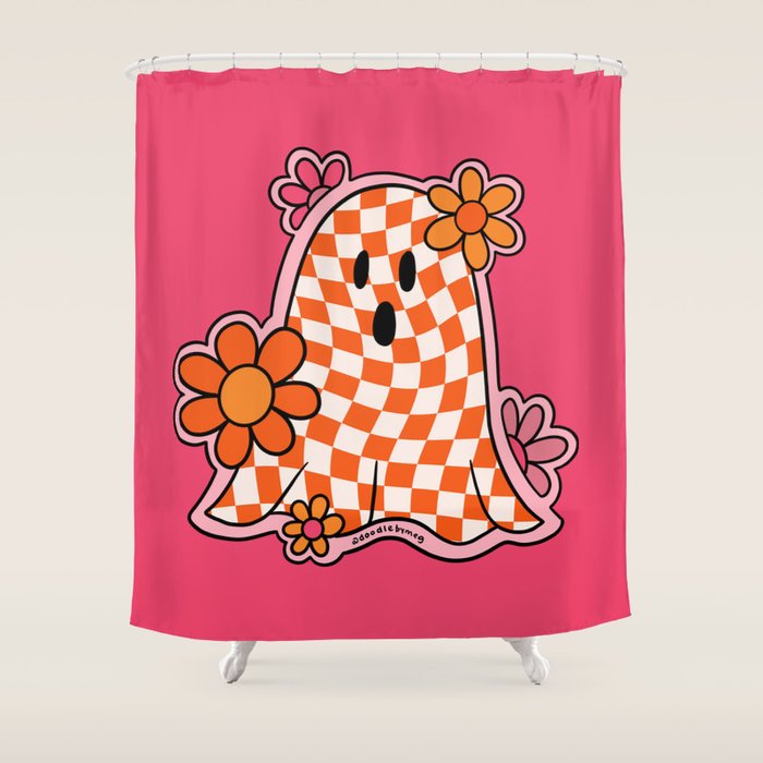 Checkerboard Ghost Shower Curtain Gallery Image 1