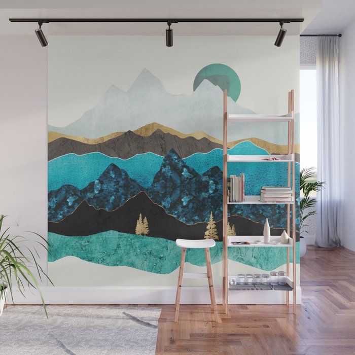 Teal Afternoon Wall Mural Gallery Image 1